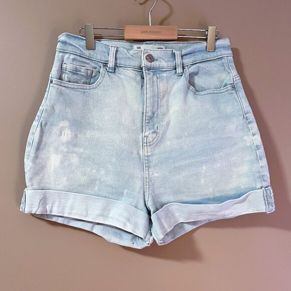 NEARLY NEW High Rise Jean Mom Rolled Stretch waist Bleach distressed Shorts Sz M - Picture 4 of 10